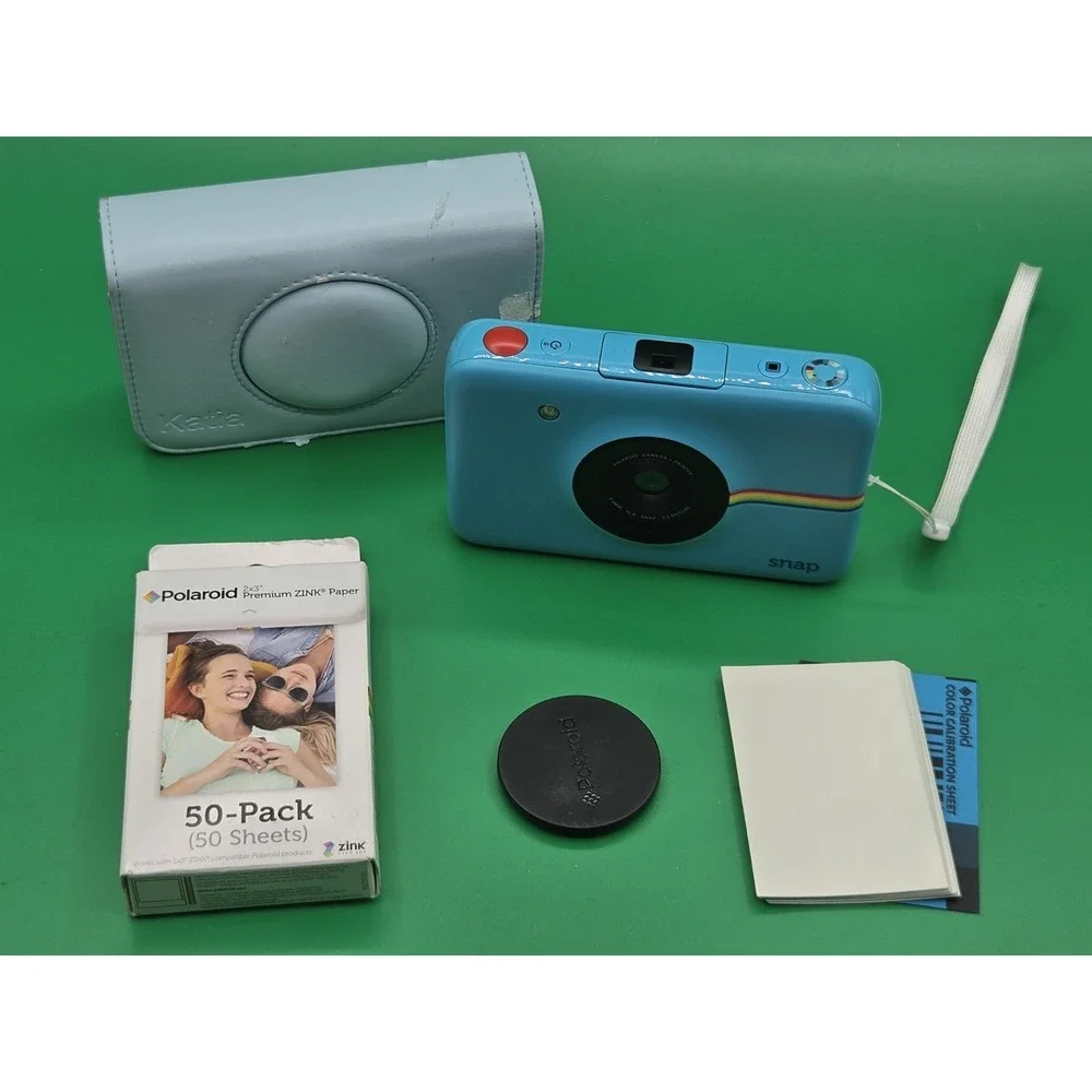 Polaroid Snap Camera Blue /w Zink Paper (60 Sheets) Powers On - For Parts Read